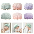 thumbnail image 2 of Shower Caps Double Layer Multifunctional Shower Hat Gold Printing Polyester Cotton Hair Waterproof, 2 of 8
