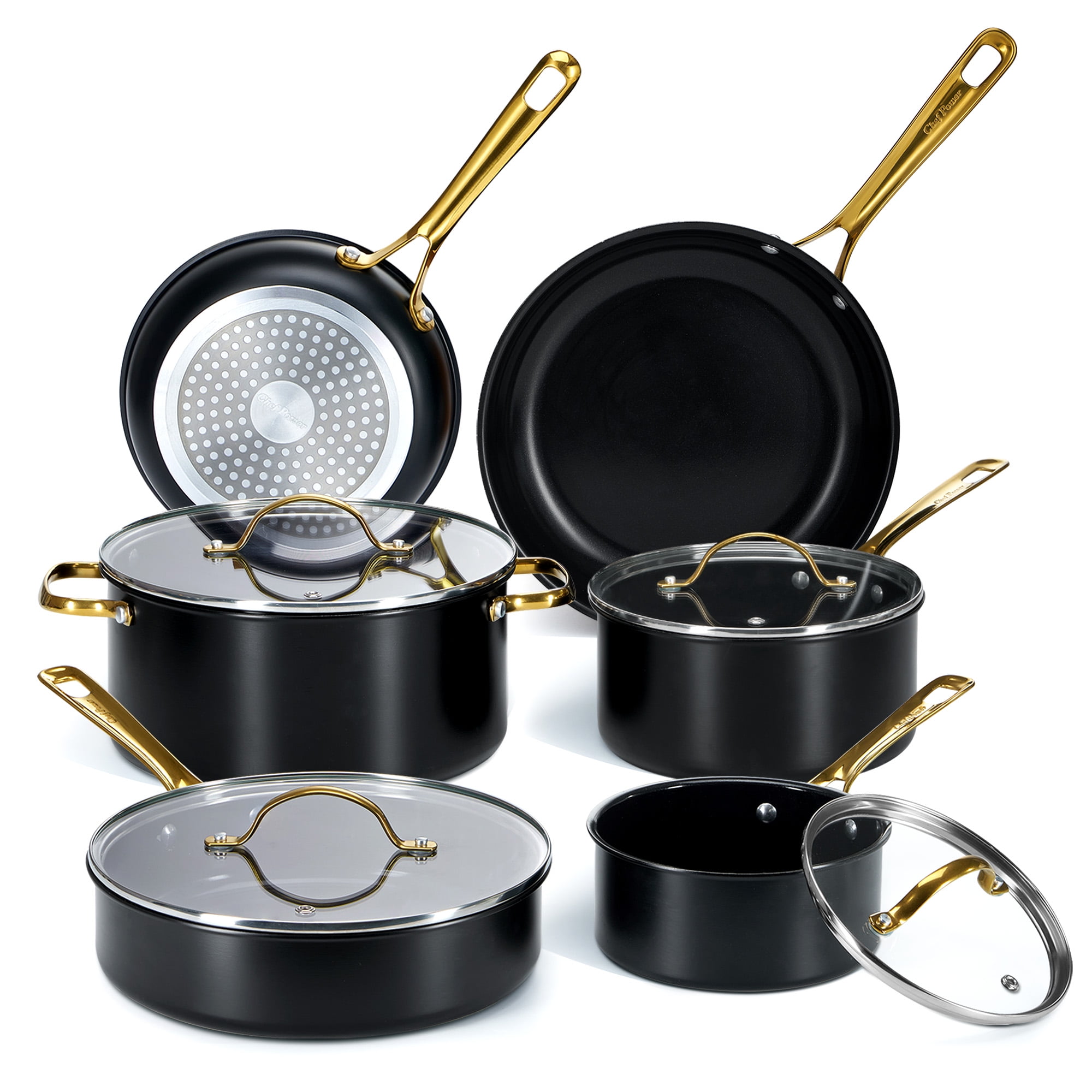 Ninja Ceramic Pro 10-Piece Cookware Set, Aluminum and Stainless