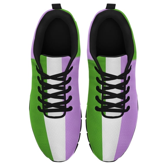Genderqueer Pride Running Shoes Sneakers Mesh Black Size 3.5