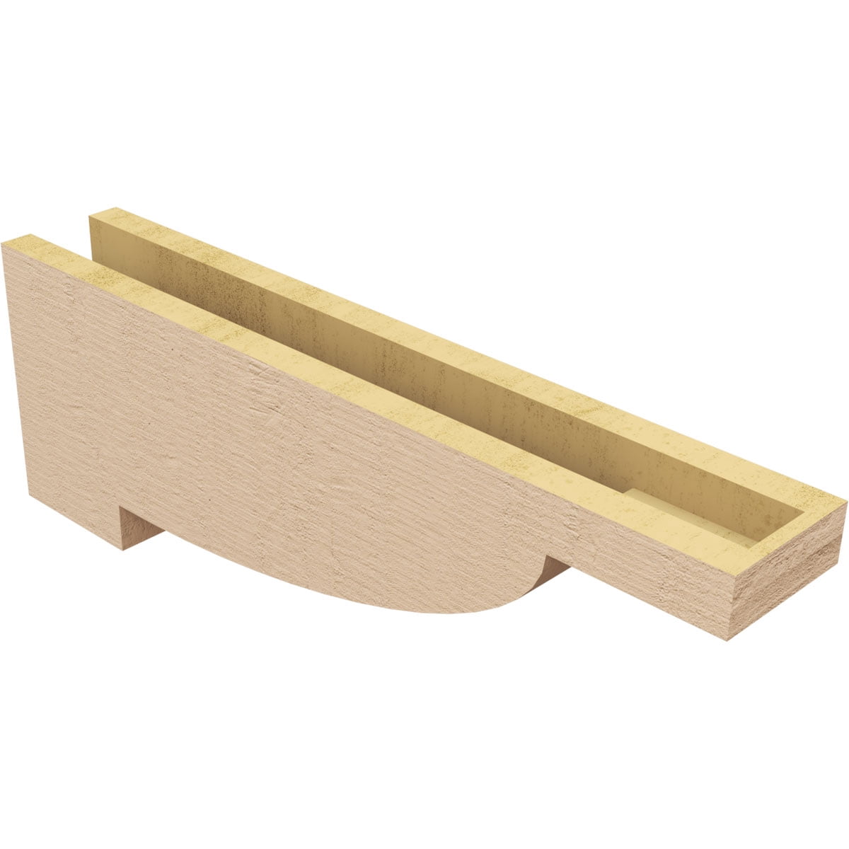 4"W x 24"D x 8"H Thin Alpine Rough Cedar Woodgrain TimberThane Corbel, Primed Tan