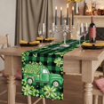 thumbnail image 2 of Table Runners 72 Inches Long Dress Scarves, St. Patrick's Day Farmhouse Kitchen Table Runner, Coffee Tablerunners, Green Shamrocks Truck Black Buffalo Plaid 16x72 Inch, 2 of 9