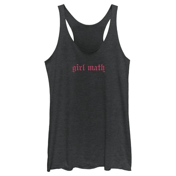 Women's Lost Gods Girl Math Old English Racerback Tank Top Black Heather 2X Large