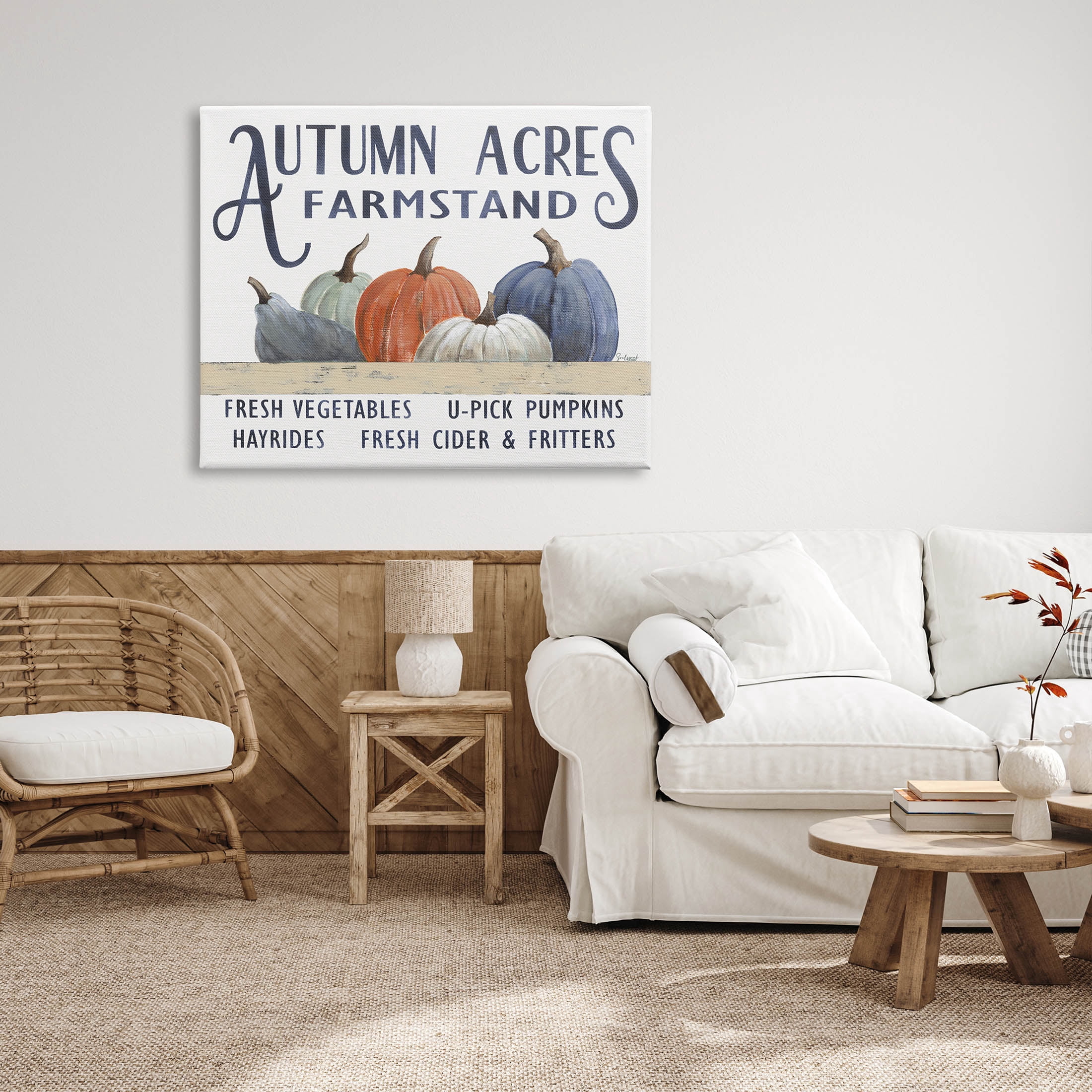 Autumn Acres Farmstand Fall Signage Holiday Graphic Art Gallery Wrapped Canvas Print Wall Art