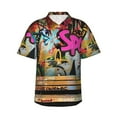 thumbnail image 1 of Fotbe Graffiti Lamp Urban Scene Camisa Hawaiana para Hombre Unisex – Camisa Casual de Verano con Botones de Manga Corta de Algodón y Lino,Small, 1 of 7