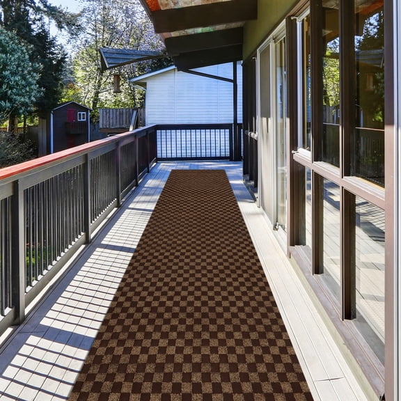 Runner Rug 2 Ft X 3 Carpet Runners Indoor/outdoor Hallway Kitchen Entryway Bedroom Area Rugs With Non-slip Rubbering Garmat Checkered Brown Custom