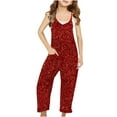 thumbnail image 1 of Girls Casual Jumpsuits Sleeveless Summer Rompers Long Pants With Pockets For 5-14 Years, 1 of 6