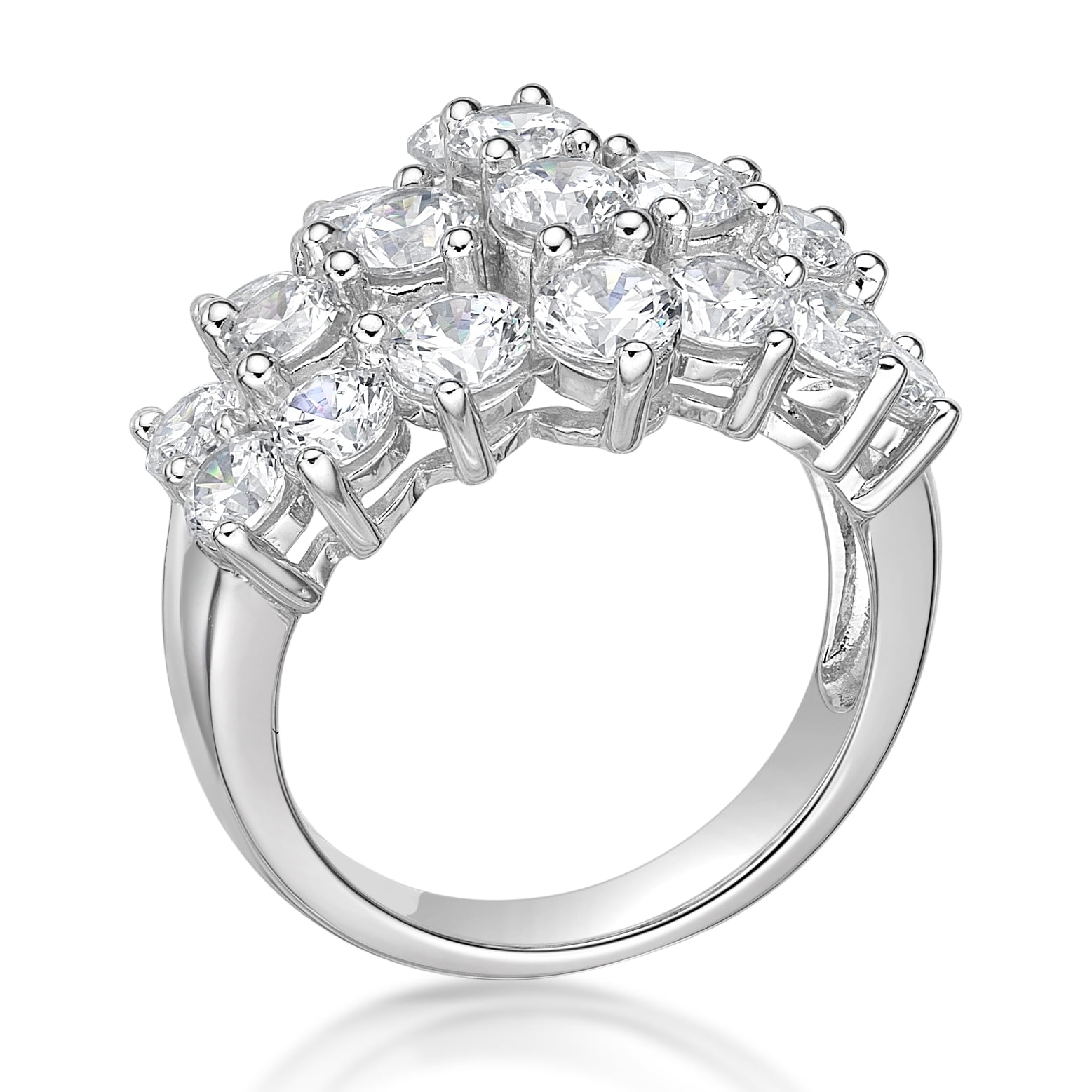 Jay Heart Designs 925 Sterling Silver Simulated White Diamond Cocktail Ring