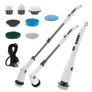 Electric Spin Scrubber, Cordless Bath Tub Power Scrubber with Long Handle & 7 Replaceable Heads, Detachable as Short Handle, Shower Cleaning Brush Household Tools for Bathroom & Tile Floor