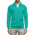 thumbnail image 2 of Homeyce Quarter Zip Sweatshirts for Men Stand Collar Long Sleeve Sweatshirts Lightweight Casual Active Pullover 1/4 Zip Solid Color Polo Sweater with Pocket,Turquoise L, 2 of 7