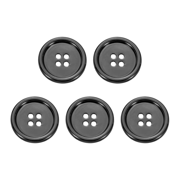 Uxcell 5pcs Metal Button 23mm (0.91") 4 Holes Alloy Round Sewing Buttons, Gun