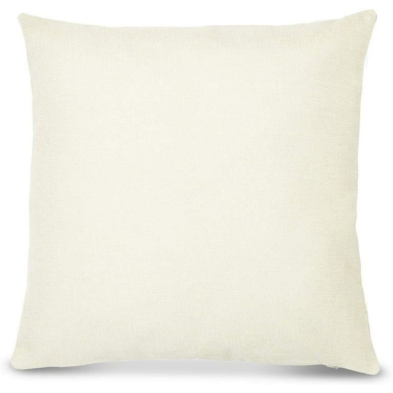 Set of 4 Farmhouse Decorative Throw Pillow Covers, 18x18 inch Cushion Cases  Protector, Ivory, Standard Size