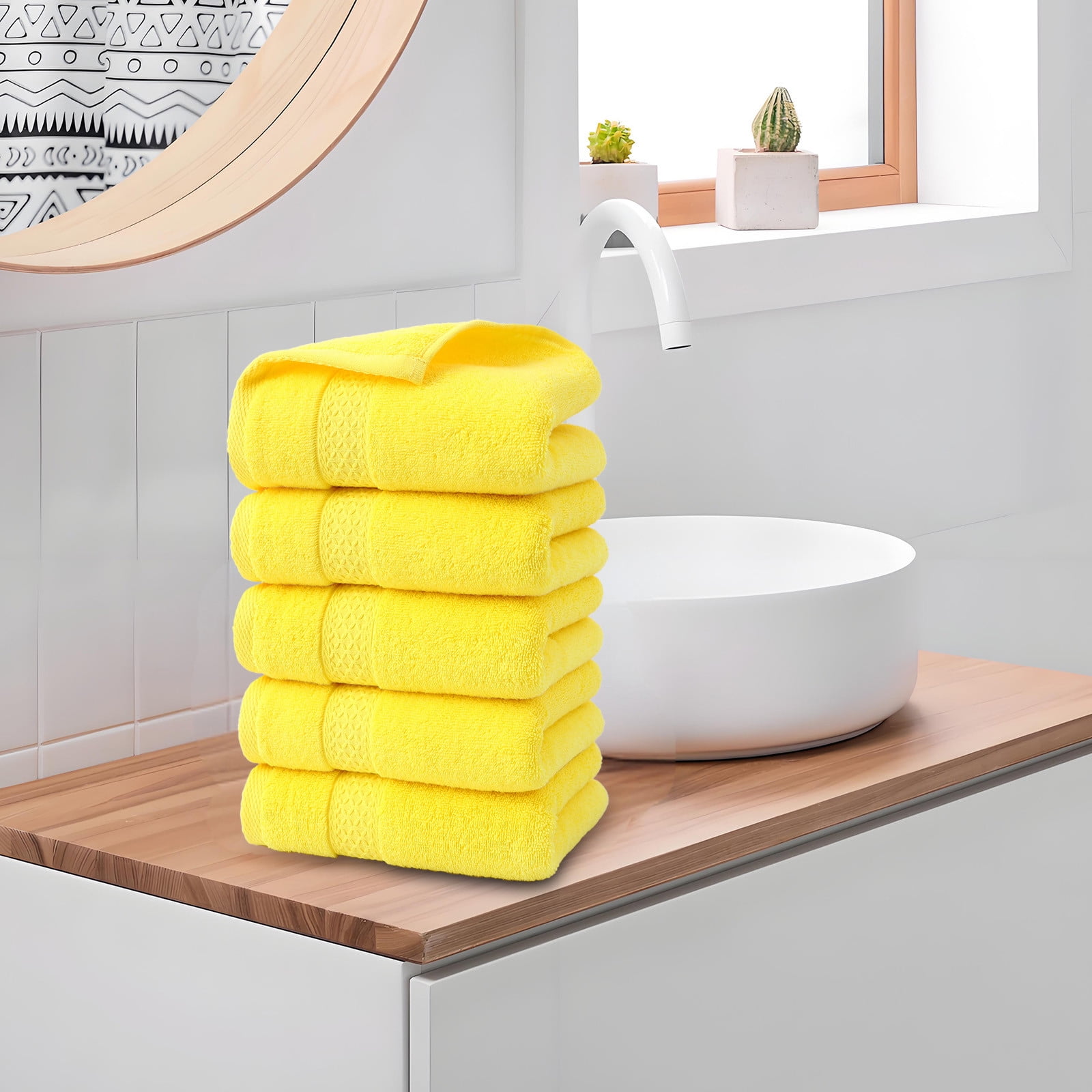 Summer Savings Clearance! Boovnll 5 Pack Hand Towels for Bathroom, 13x30" Super Soft & Absorbent Quick Dry Solid Color Cotton Towels, Thicken Microfiber Hand Towels for Hotel, Pool, Spa, Beach, Towels