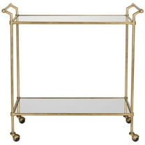 SAFAVIEH Felicity 2-Tier Classic Bar Cart with Handle and Casters, Gold/Mirror