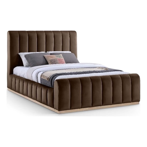 Meridian Furniture Amara Brown Velvet Queen Bed