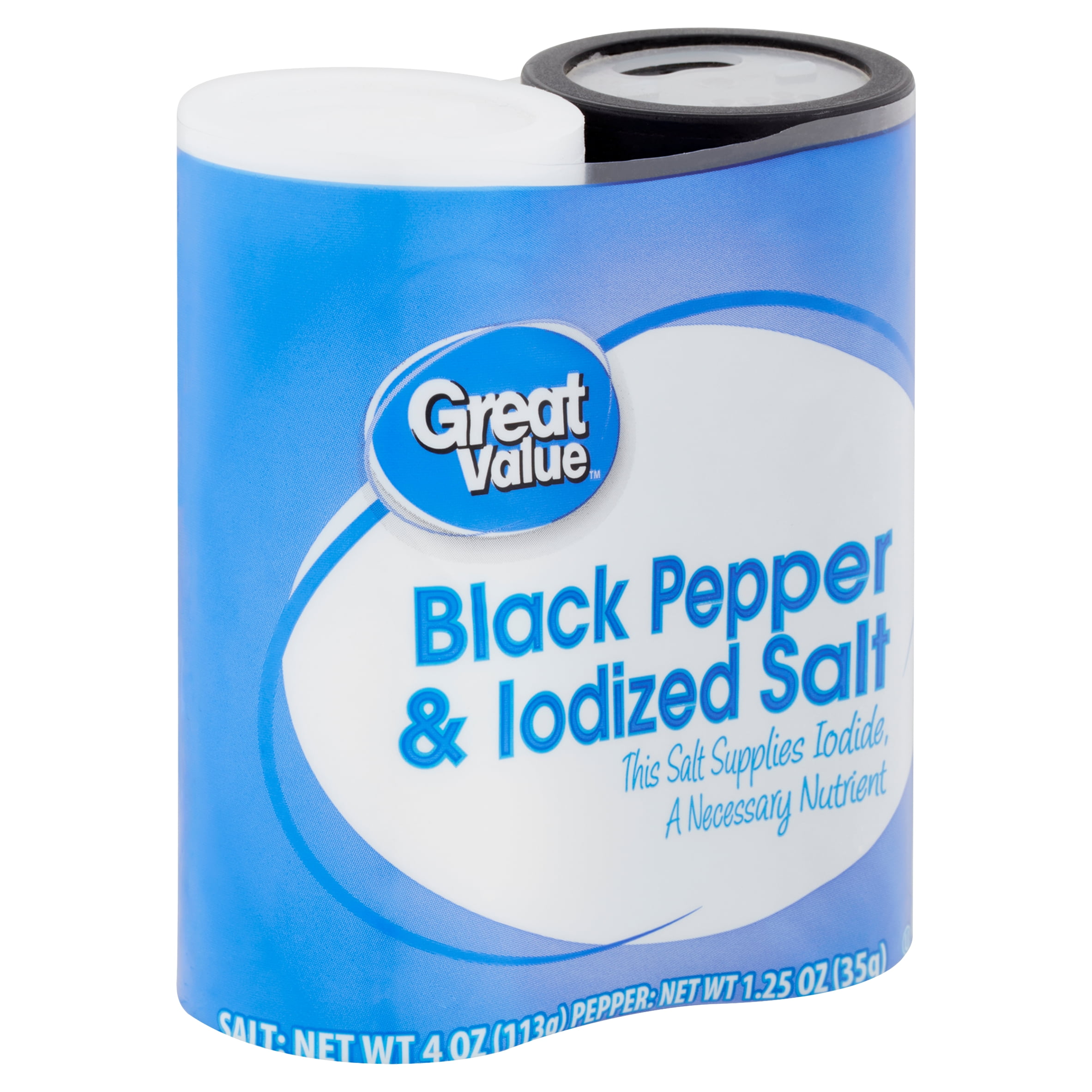 Great Value Black Pepper & Iodized Salt, 5.25 oz