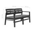 thumbnail image 5 of vidaXL Patio Garden Bench Loveseat 2-Seater Patio Bench with Cushions Plastic, 5 of 14