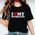 thumbnail image 3 of Fesfesfes T Shirt Pack I love my husband Womens Work Tops Girls Short Sleeve Out Blouse Valentine's Day Letter Print Gift Shirt T-Shirt Tops Womens Turtleneck Bodysuit 6(M), 3 of 7