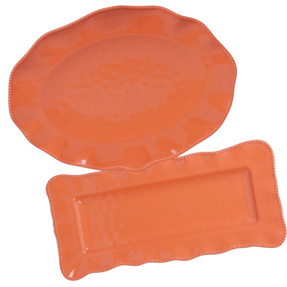 Certified International Perlette 2-piece Platter Serveware Set Orange