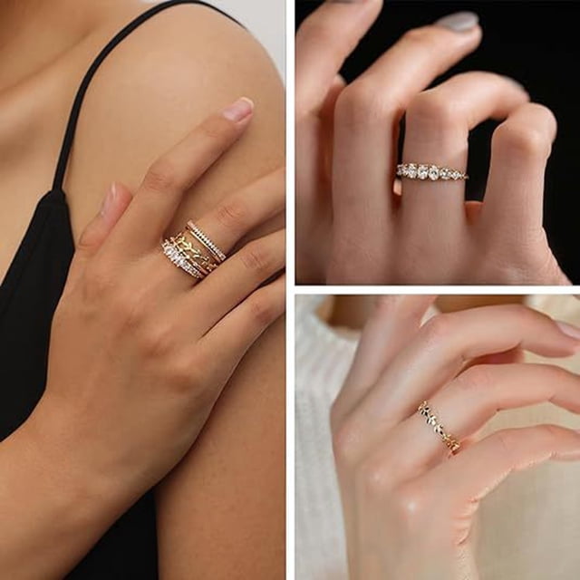 Rings Set Retro Light Ring Design Fashion Accessories for and 5PCS