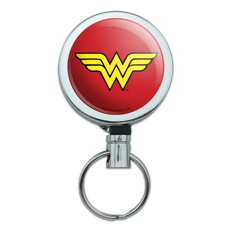 Wonder Woman Classic Logo Heavy Duty Metal Retractable Reel ID Badge Key  Card Tag Holder with Belt Clip 