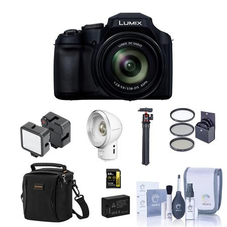 Panasonic Lumix DC-FZ80 Digital Point & Shoot Camera - Bundle With Camera Bag, 32GB SDXC Card, LED Light, Camera Flash, Spare Battery, Cleaning Kit, 5