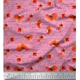 thumbnail image 1 of Soimoi Pink Rayon Fabric Text & Poppy Floral Print Sewing Fabric Yard 56 Inch Wide, 1 of 3