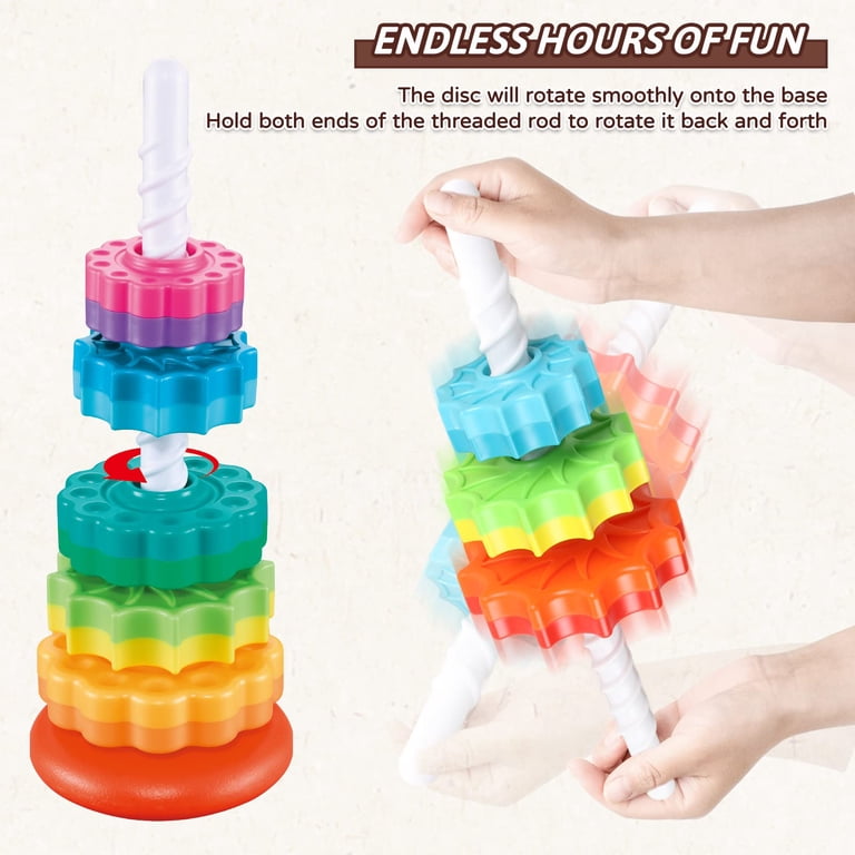 NAISHIER Spinning Stacking Tower Rainbow Toy for Toddlers photo 2