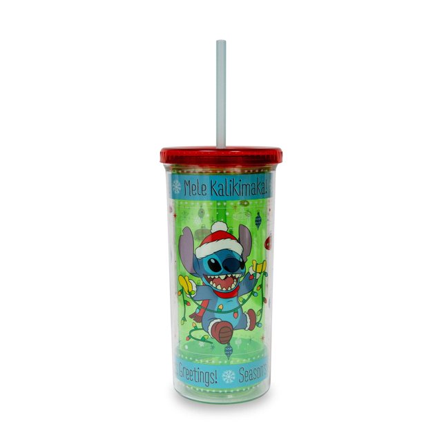 Vaso plateado Buffalo Disney Lilo & Stitch de 600 ml con pajita