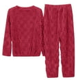thumbnail image 4 of 2 Piece Pajama Set – Womens Cotton Sleepwear for Summer Women's Solid Color Jacquard Flannel Warm And Cozy Set Winter Thick Warm Home Clothes, 4 of 9