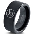 thumbnail image 1 of Tungsten Horoscope Taurus Band Ring 9mm Men Women Comfort Fit Black Flat Cut Brushed Polished, 1 of 4