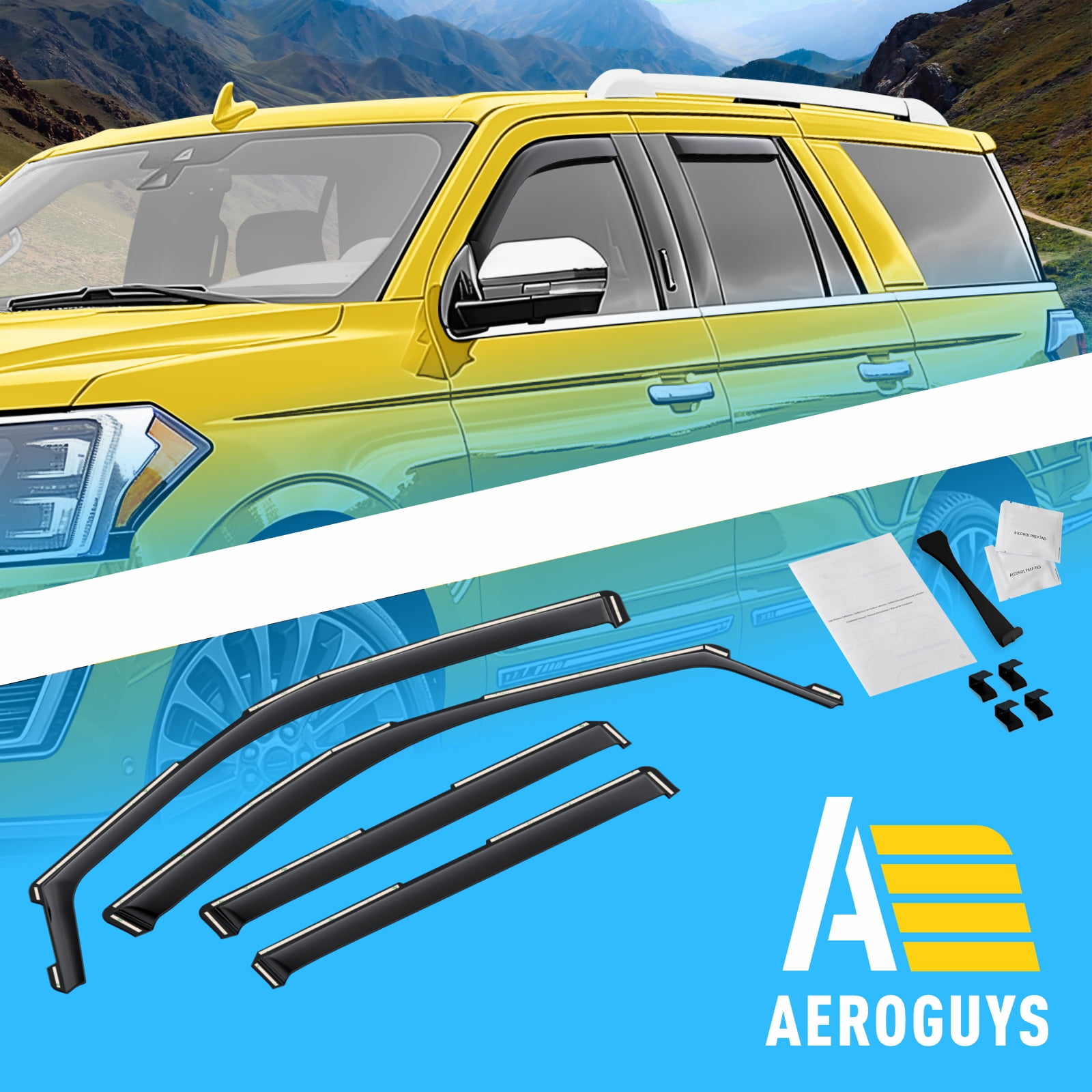 Extra Durable Window Deflectors In-Channel Window Visors Rain Guards Fit for Ford Expedition 2018-2024, Sun Visors, Wind Vent Visors, vent shades, Exterior Car Accessories - 4 pcs. AG0800