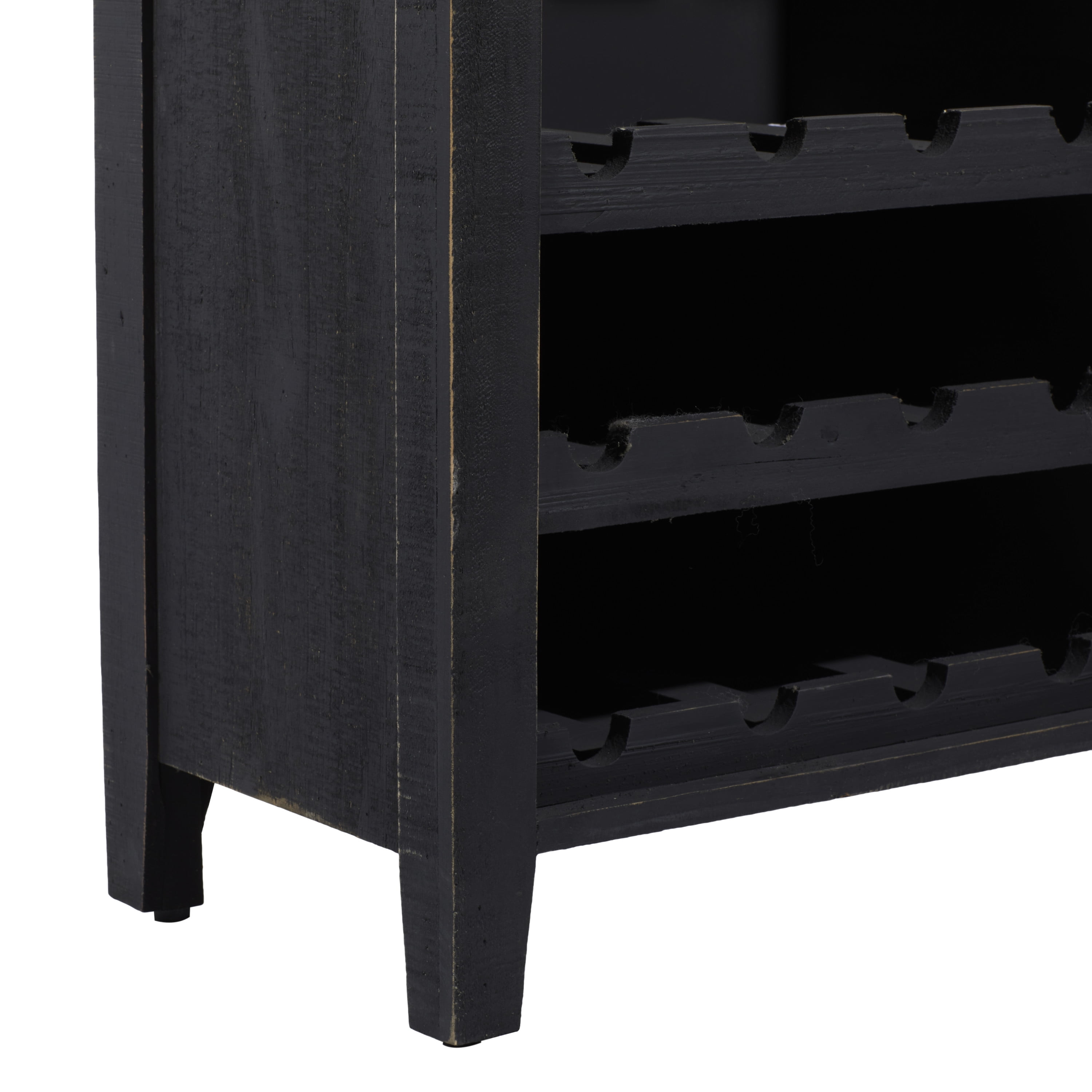 DecMode 32" x 36" Black Wood Standing Wine Rack, 1-Piece