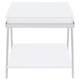 thumbnail image 6 of Pemberly Row Contemporary Wood End Table with Shelving White and Chrome, 6 of 8