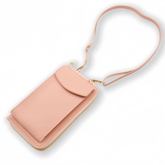 Cell Phone Purse – PU Leather Multi-Pocket Zipper Pouch, Fashion Phone Bag for Women, Ideal for Travel, Outdoor, Beach, Shopping, Dating, & Everyday Use(RL Pink 1 PC)