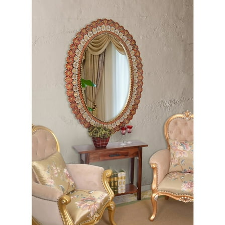 AFD Peruvian Painted Glass Scalloped Mirror