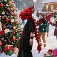 thumbnail image 3 of Capuche Squelette de Dinosaure Réaliste avec Cornes, Bouche Ouverte et Queue en Forme de Colonne Vertébrale pour Jeu de Rôle, 3 of 5