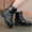 Black, variant on Girls Combat Boots Side Zipper Non-slip Lightweight PU Faux Leather Beige,Size 32