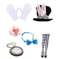 thumbnail image 4 of Conjunto de Disfraz de Pascua Salvador con Orejas de Conejo Nariz Pajarita Reloj de Bolsillo Guantes Calcetines, 4 of 7