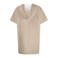 thumbnail image 6 of Jalioing Hooded Pullover Sweatshirt for Women Lightweight Thin Hoodies Short Sleeve Loose Mid-Length T-Shirt (Medium, Beige), 6 of 6
