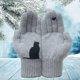 thumbnail image 4 of Guantes de invierno para hombres mujeres adolescentes lindo gato y pájaro impreso térmico tejido, 4 of 5