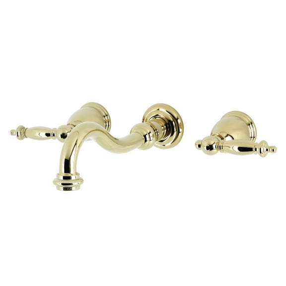 Kingston Brass KS3122TL Templeton Double-Handle Wall Mount Bathroom Faucet, Polished Brass