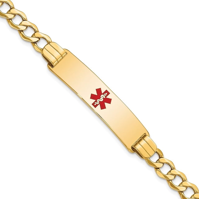 Diamond2Deal 14K Bracelet d'Identification en Or Jaune Semi-Solide pour Femmes (L - 8 Pouces, L - 10.5mm)