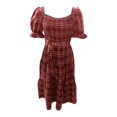 thumbnail image 5 of XIYON Womens Dresses Women's Fashion Checked Mid Sleeve Casual Long Dress Travel Vacation Outfits, 5 of 6