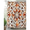thumbnail image 2 of Abstract Flower Shower Curtain, Retro Red Brown Flower Ethnic Style Waterproof Shower Curtain Set with 12 Hooks Lightweight Washable Fabric Shower Curtains for Bathroom 48x72 Inches, 2 of 6