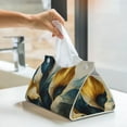 thumbnail image 6 of Sikiie Golden Blue Leaf Design Leather Tissue Box Cover Rectangle, Long Tissue Box Cover, Tissue Box Holder, Tissue Holder for Bathroom, 6 of 7