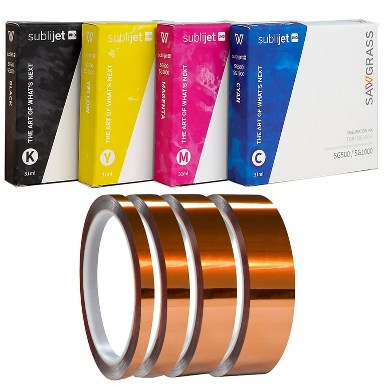 Sawgrass SubliJet UHD Inks SG500 & SG1000 4 Pack, 200 Sheets of Paper & Tape