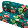 thumbnail image 4 of Home Armless Loveseat Sofa Fabric Flower Bench Bed Chair Golden Leg Bedroom Living Room Blue, 4 of 10