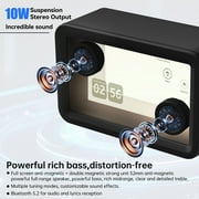 AEEZO Bluetooth Speaker,with HD sound Hi-Fi Soundbar Speaker and Transparent Glass Screen, Dynamic Floating Lyrics, Digital Frame Function, LED Light Show,2.4G Wifi - Black