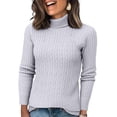 thumbnail image 2 of Turtleneck Sweaters for Women - Oversized Fall Winter Long Sleeve Soft Dressy Casual Knit Pullover Tops 2025 Gray XL, 2 of 5