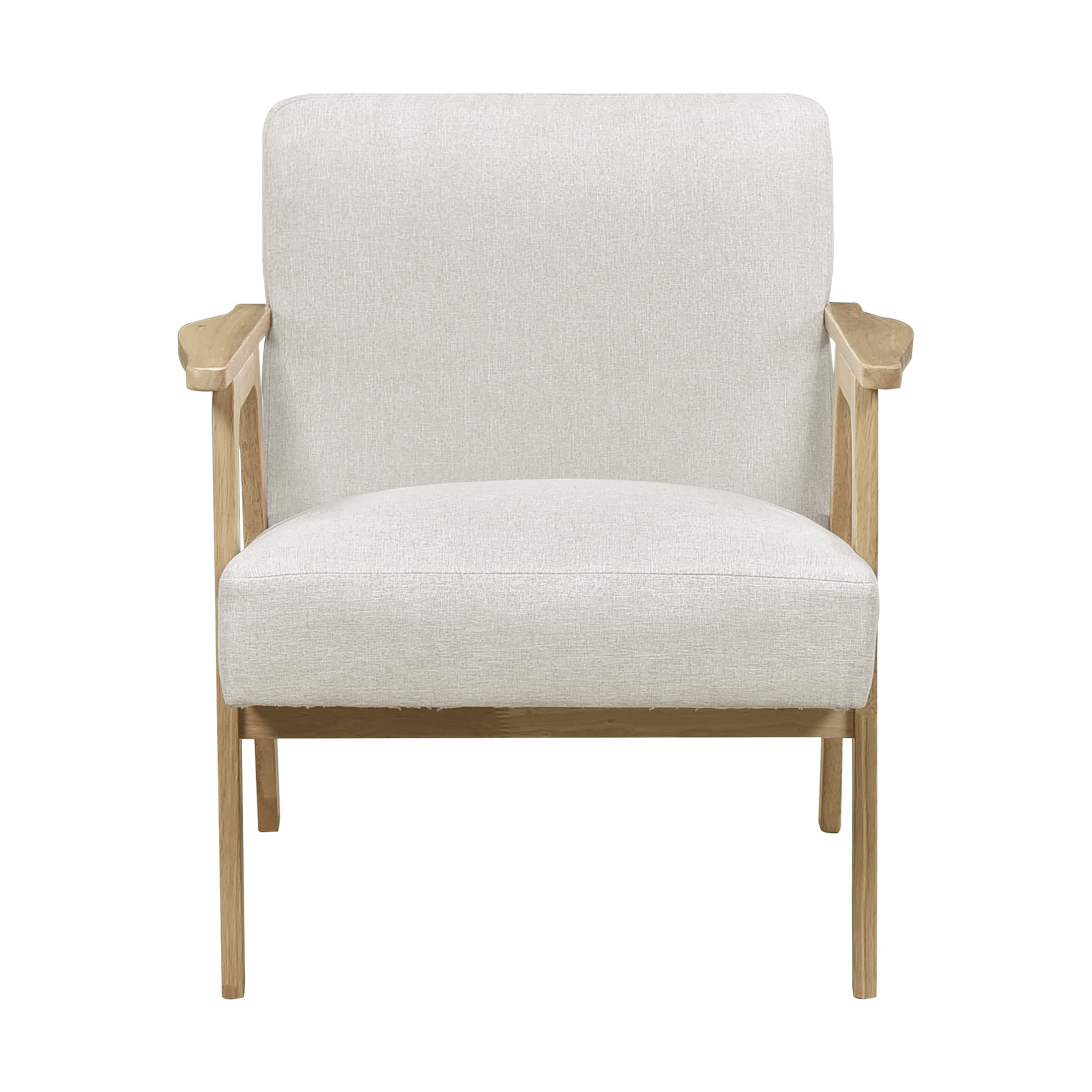 OakvillePark Harrowveil Textured Fabric Accent Chair, Beige/Natural Wood